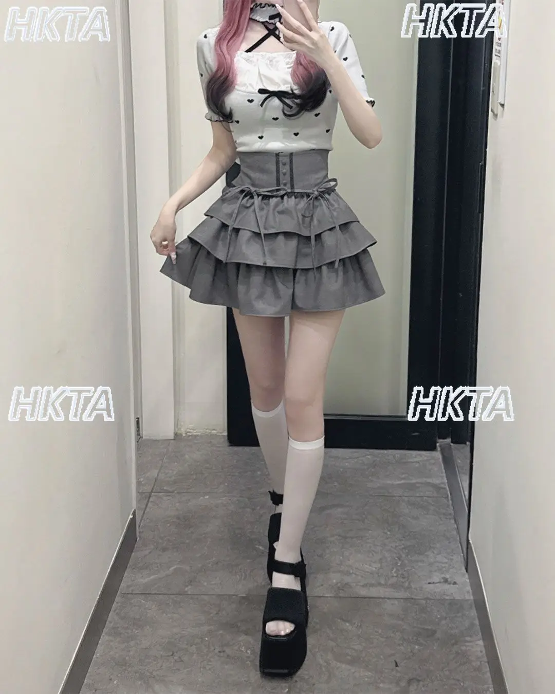 Style japonais Niche jupes femmes mode polyvalent élastique taille haute nœud papillon dentelle jupe plissée à volants dentelle courte Mini jupe