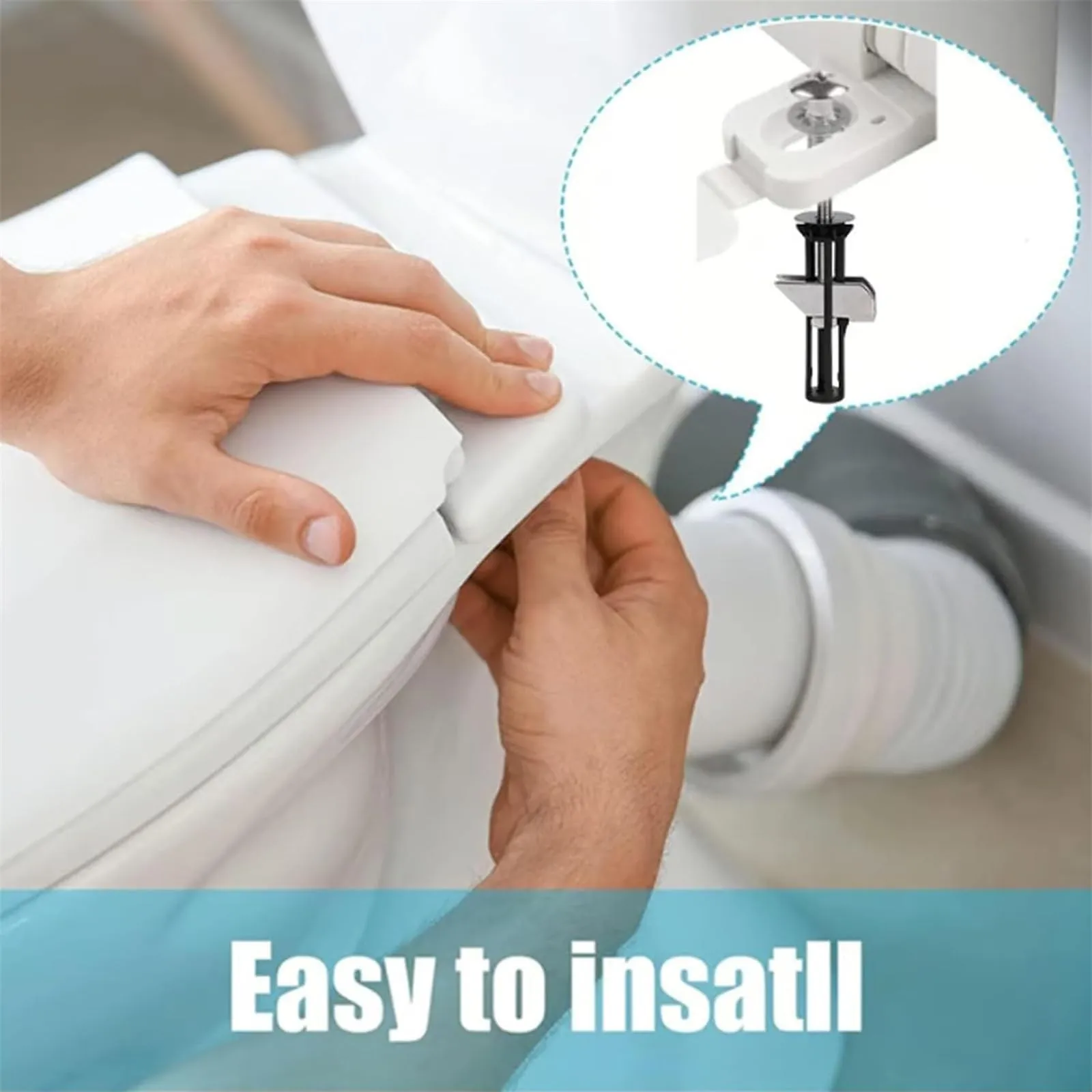 2 Sets Toilet Seat Mounting Screws New Locking Hinges Heavy Duty Repair Kit Expansion Nuts Universal Toilet Seat Replacement