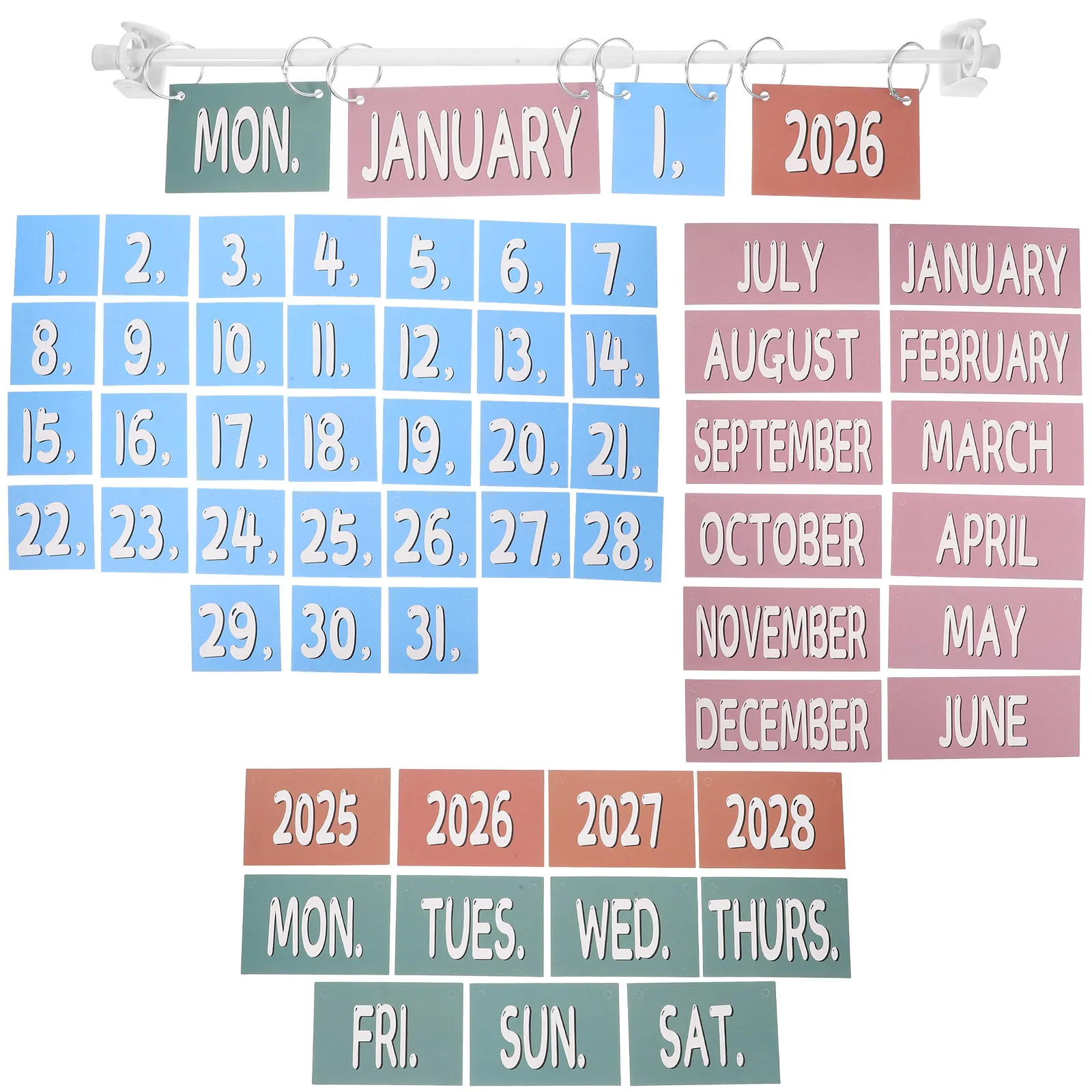 

Набор для оформления класса: календарь-перекидная доска, декор в стиле бохо, настенный органайзер 2025-2028, ручное ведение дат