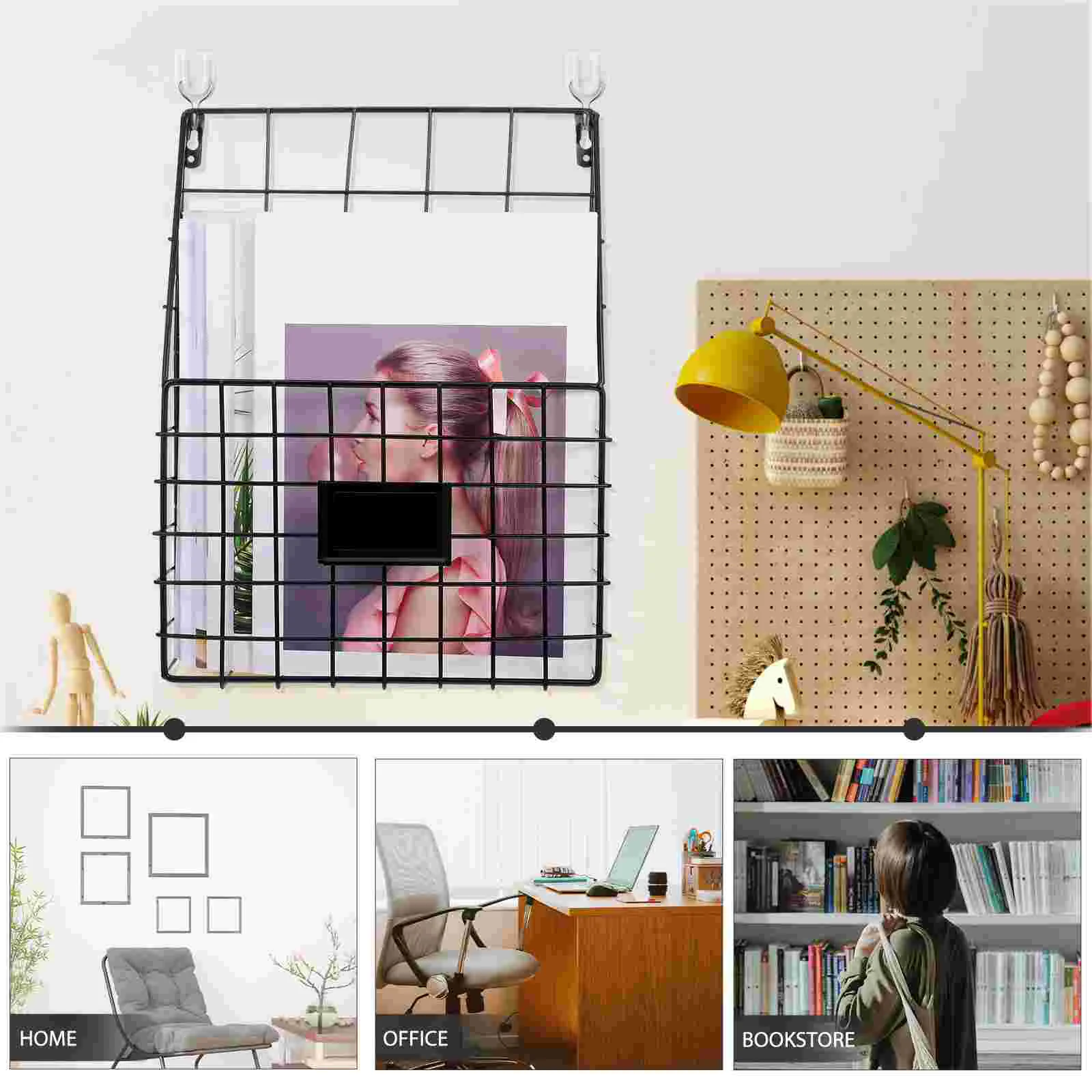 Wall Bookshelf Wear-resistant Holder Hanging Rack Folders Wire Newspaper Household Organizer