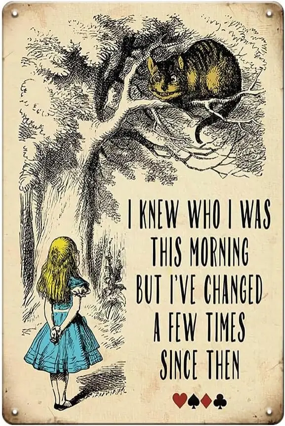 1q، ديكورات الهدايا علامات القصدير المعدنية - أعرف من أن كنت هذا الصباح - ديكور غرفة ريترو عتيق ملصق معدني لحفلة الشاي D