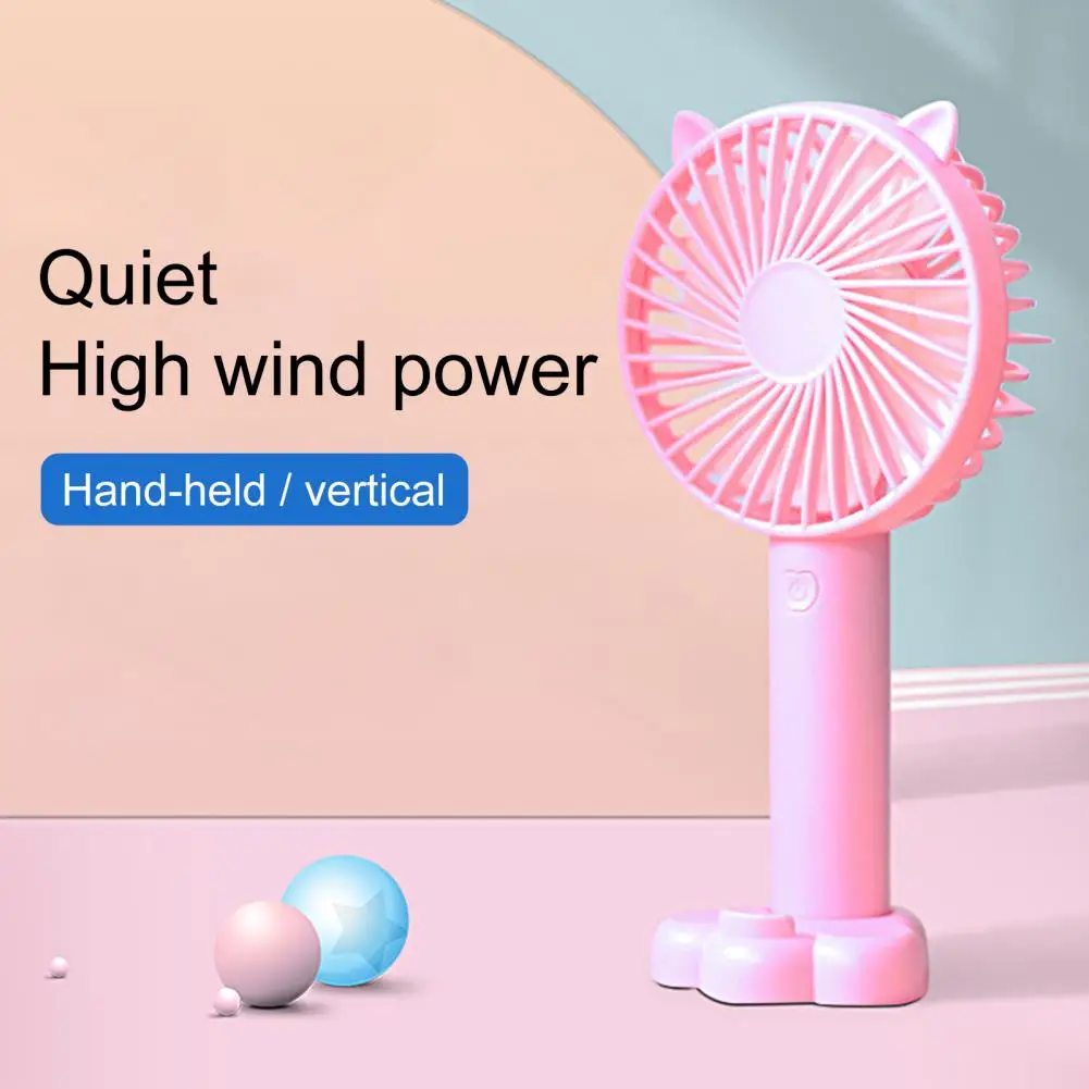 Desk Fan High Velocity Electric Fan USB Rechargeable Student Fan Cat Ear Design Mini Fan Portable Hand Held Fan for Office