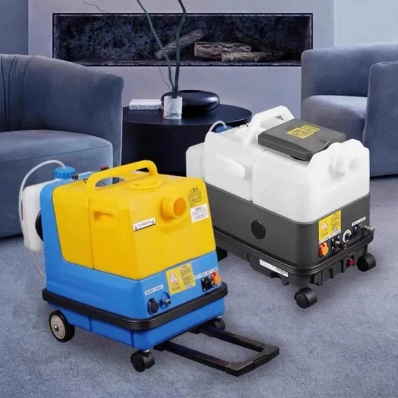Máquina de Limpeza de Carpetes Comercial com Tanque Duplo 9L/10L, Extrator de Manchas de Tecido Integrado com Rodas, Pulverização, Sucção e Escova Rotativa