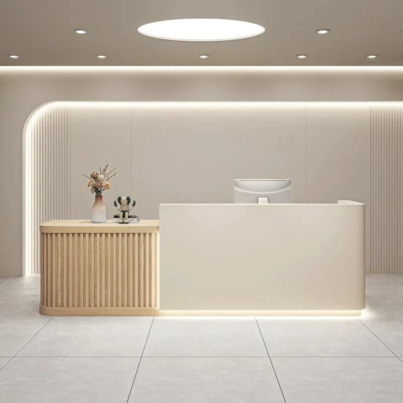 Service Reception Desk Case Card Box Wooden Shelf Showcase Reception Desk counter Bench Recepcion Mostrador Beauty Furniture