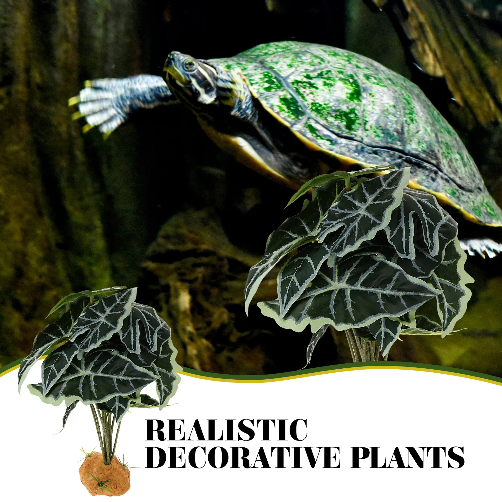 

Realistic Resin Fake Tropical Plant Decoration for Reptile Tank Lifelike Ornament Aquarium Terrarium Landscaping Reptile Box
