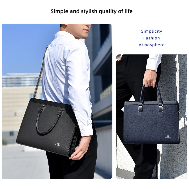 حقائب رجالية حقيبة تنفيذية مصمم PVC مكتب الأعمال الكتف مربع الجانب كمبيوتر محمول رسول Crossbody A4 حقيبة المستندات