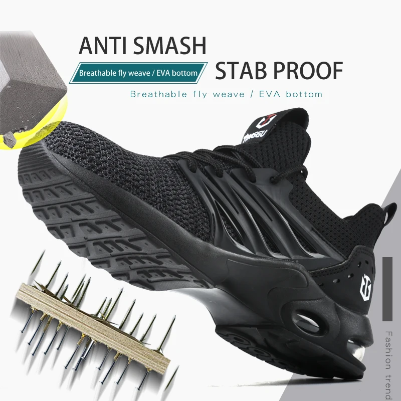 Safety shoes are anti smashing, anti piercing, lightweight, soft, comfortable, breathable, and protective work shoes