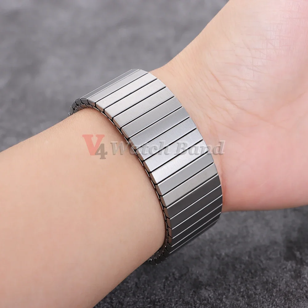 NEUES Schnellverschluss-Edelstahl-elastisches Stretcharmband 14/16/18/20/22 mm Uhrenarmband-Zubehör Armband Metall-Erweiterungsgurte – Detail 8