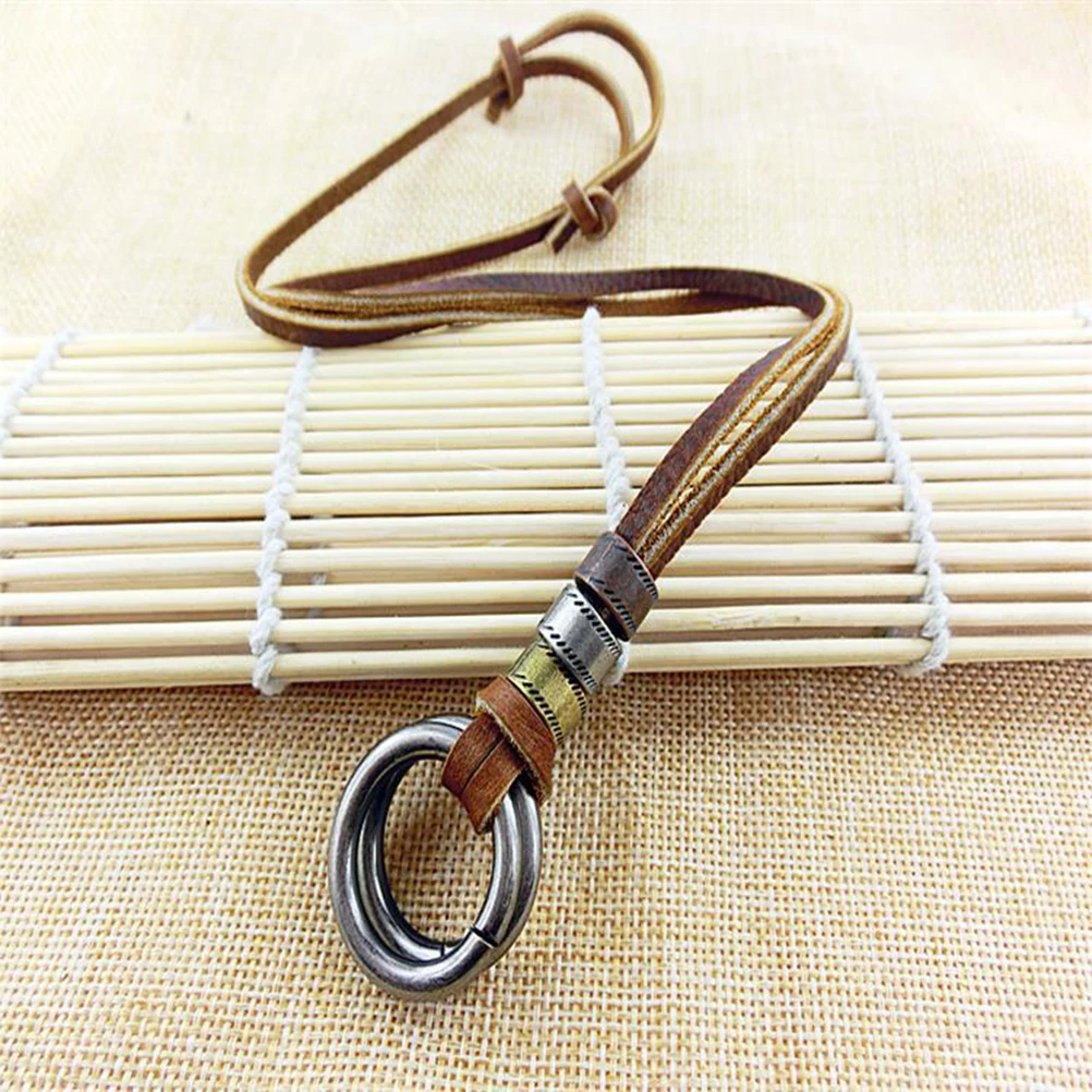 

Alloy Double Ring Pendant Necklace for Men Vintage Design Premium Material Comfortable Long Lasting Durable Gift Christmas