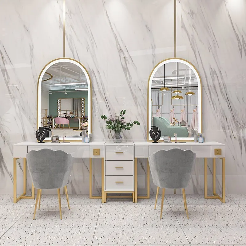 Professional dressing table with lamp shop with Internet celebrity wedding dress shop marble dresser table makeup