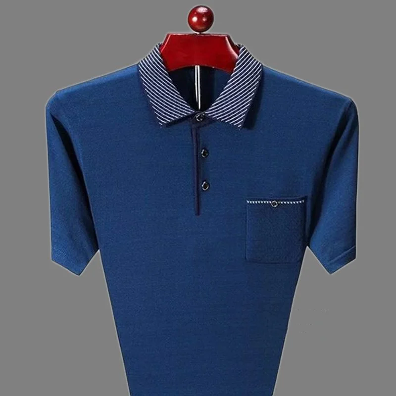 2023 Summer Fashion Classic Business Casual Men\'s Clothing Oversized Comfortable Trend Contrast Color Spliced Pocket Polo Shirt