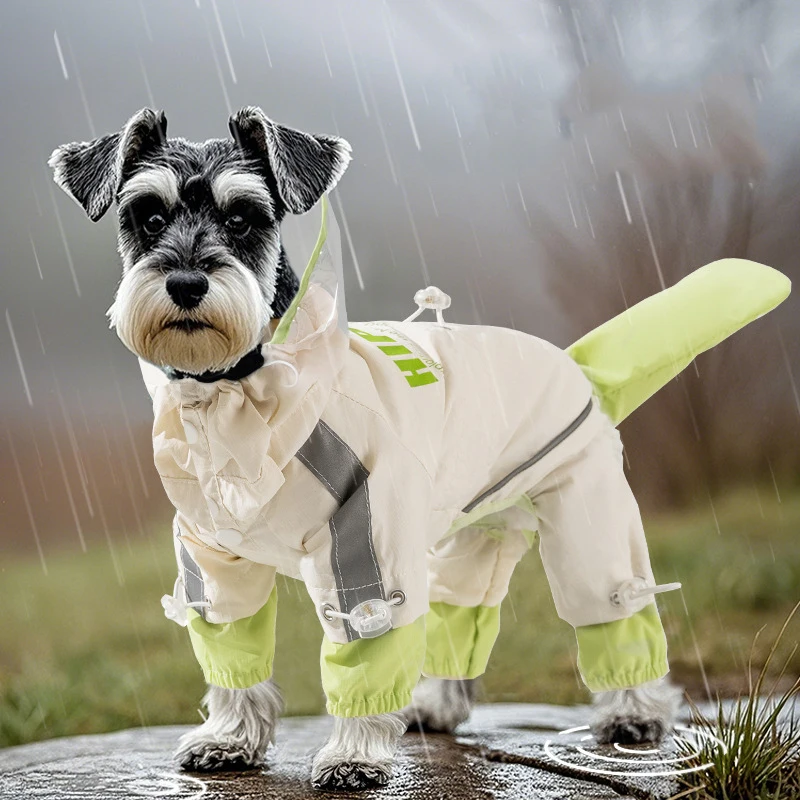 Summer Dog Raincoat Adjustable Reflective Punch Poncho Rainy Day Out Four Legs All Inclusive Pet Clothes