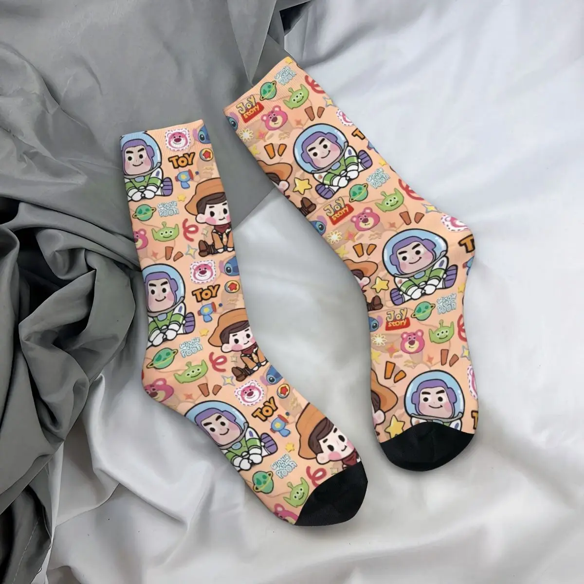 Toy Story Woody And Buzz Socks for Girl Cotton Funny Happy Socks High Quality Merch Middle Tube Stockings Little Small Gifts