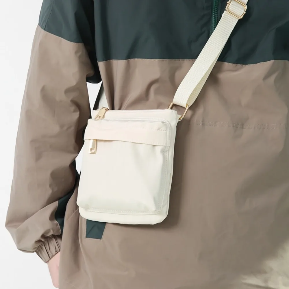 

Multifunctional Crossbody Phone Pouch Korean Style Handheld Nylon Shoulder Bag Street Style Solid Color Men Square Bag Travel