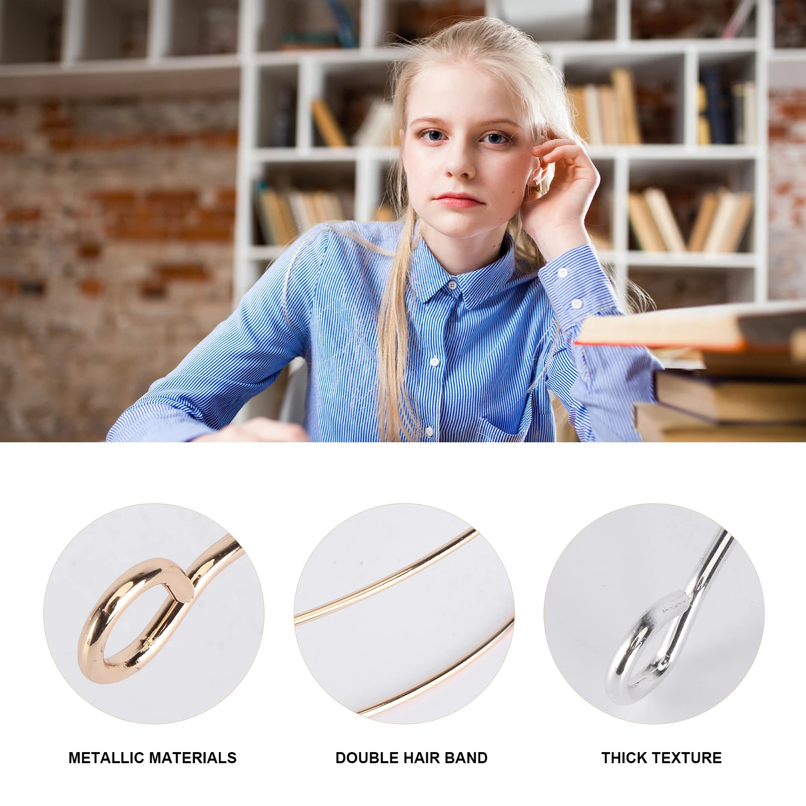 

2pcs Diy Hairband Material Simple Alloy Wire Headband For Women Lightweight Thin Headwear Gold Silver Color Durable Fashion
