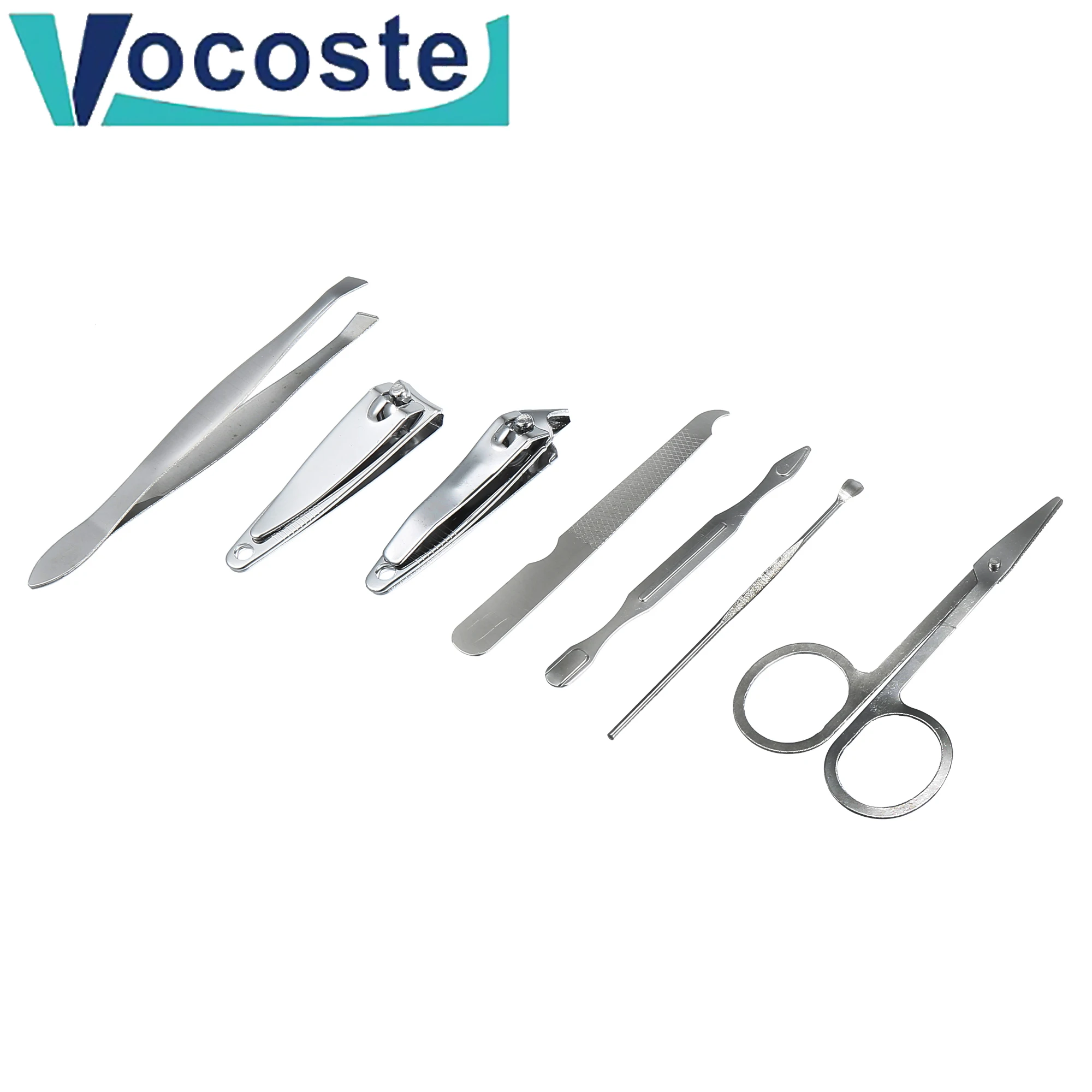 VOCOSTE 7Pcs Professional Nail Clippers Pedicure Scissors Set Stainless Steel Hook Portable Manicure Nail Cutter Tools Ket