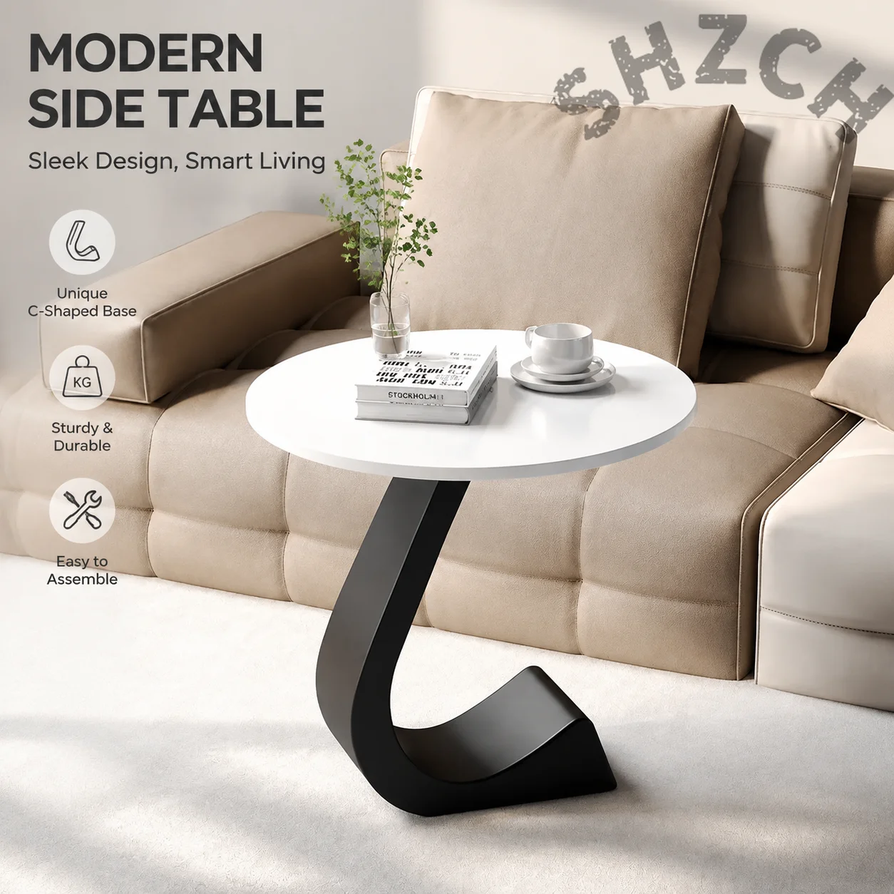 Light Luxury Modern Simple Home Living Room Sofa Small Side Table Rock Slab High-end Sense Bedside Round Table Creative