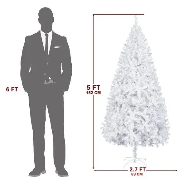 5ft 白色 480枝头 自动树结构 PVC材质 圣诞树-7