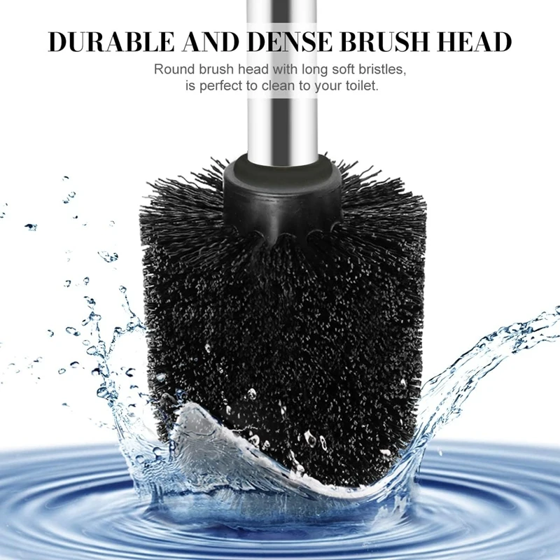 فرشاة وحامل المرحاض F-3C، 2 عبوة من فرشاة المرحاض مع مقبض طويل من الفولاذ المقاوم للصدأ 304، فرشاة وعاء المرحاض