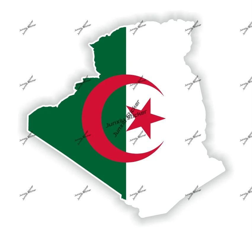

Algeria Map Flag Outline Sticker Coat of Arms of Algeria Decal for Car SUV Laptop Book Anti Scratch Decoration Fridge Motor