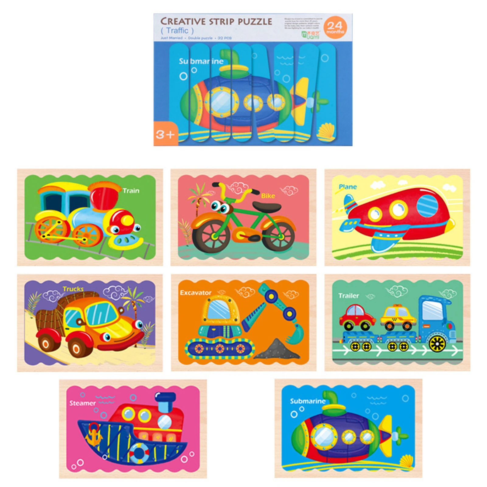Kid Brain Wooden Toy 3D Jigsaw Puzzle Story Stacking Matching Puzzle Multi-theme