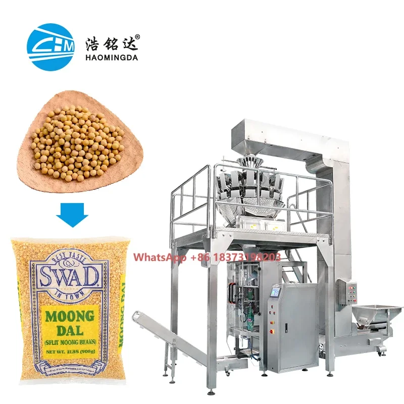 Automatic Vertical Bean Multihead Weighing Bag Filling Packaging Machine 500g 1kg 2kg Packing for Granule Food Plastic Material