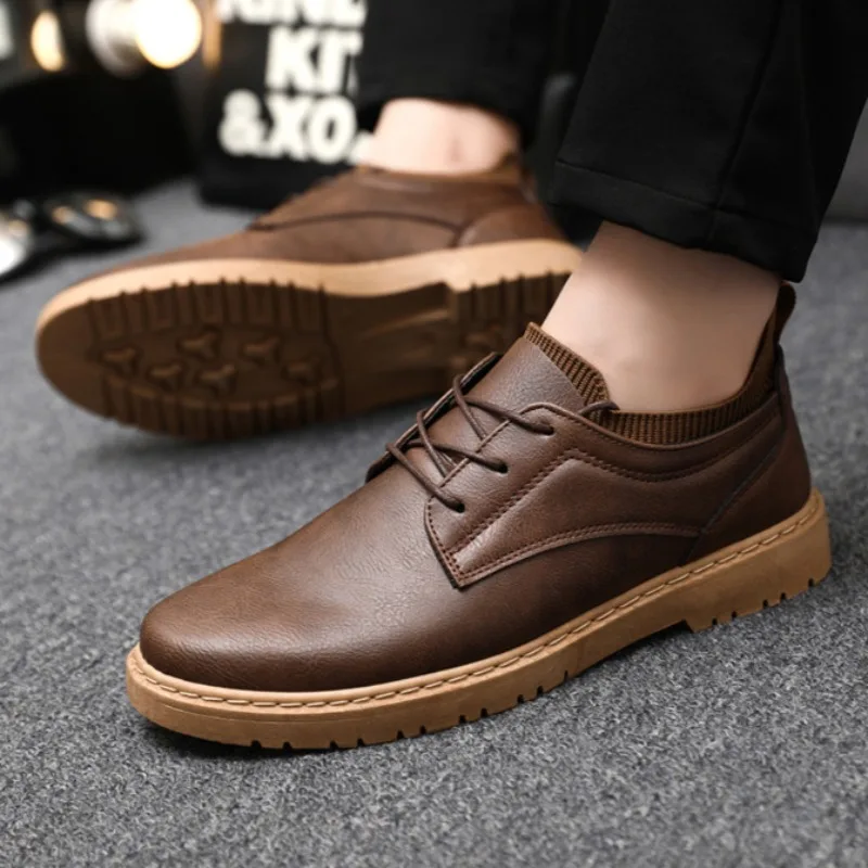 Zapatos informales de cuero para hombre, calzado de negocios de marca, suela suave, antideslizante, mocasines cómodos para conducir, zapatos de vestir formales a la moda