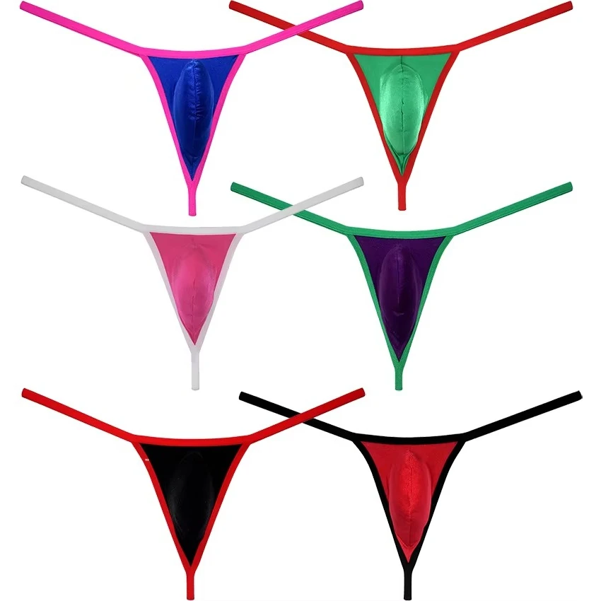

Stretchy Men's Thong Underwear T-Back Male Bikini Briefs G-String Low Rise Tangas Beach Trunks Shiny Micro Underpants Versatile