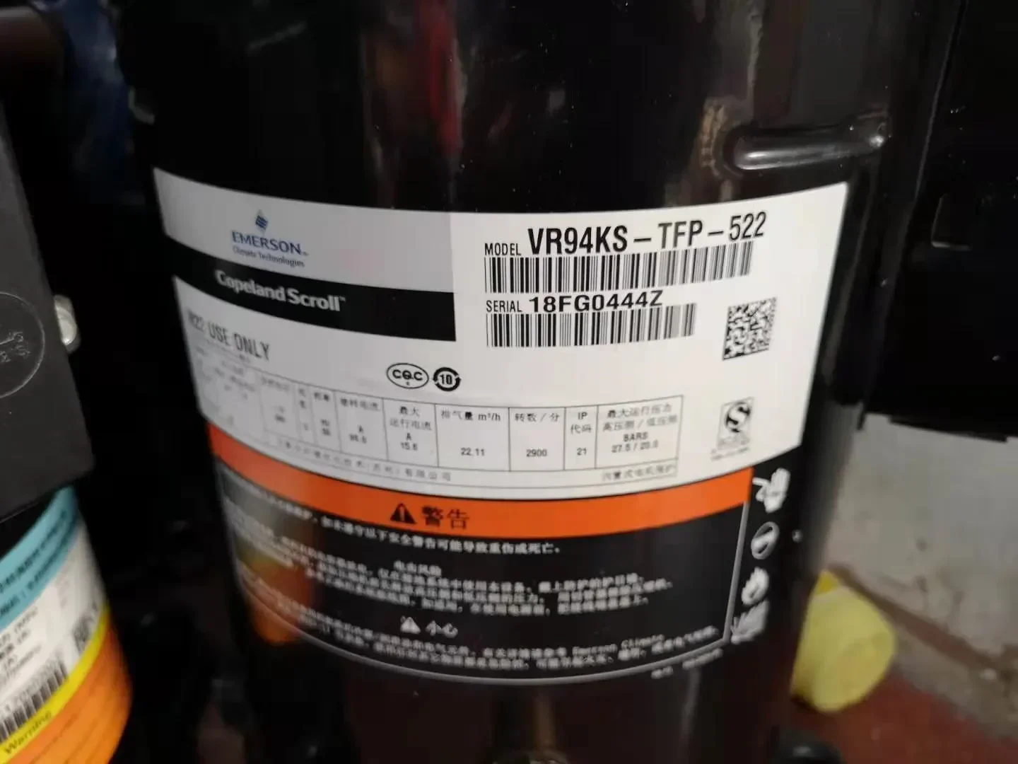 VR94KS-TFP-522/ZR94KC-TFD-522Copeland 8  Copeland Compressor R22