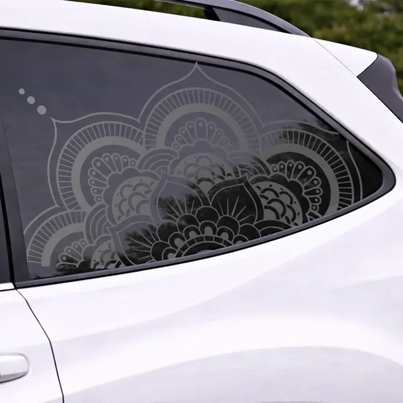Mandala Half Flower Car Sticker for Triangular Window Decoration Universal All Vehicles Accessories PVC Waterproof Vinyl Decal