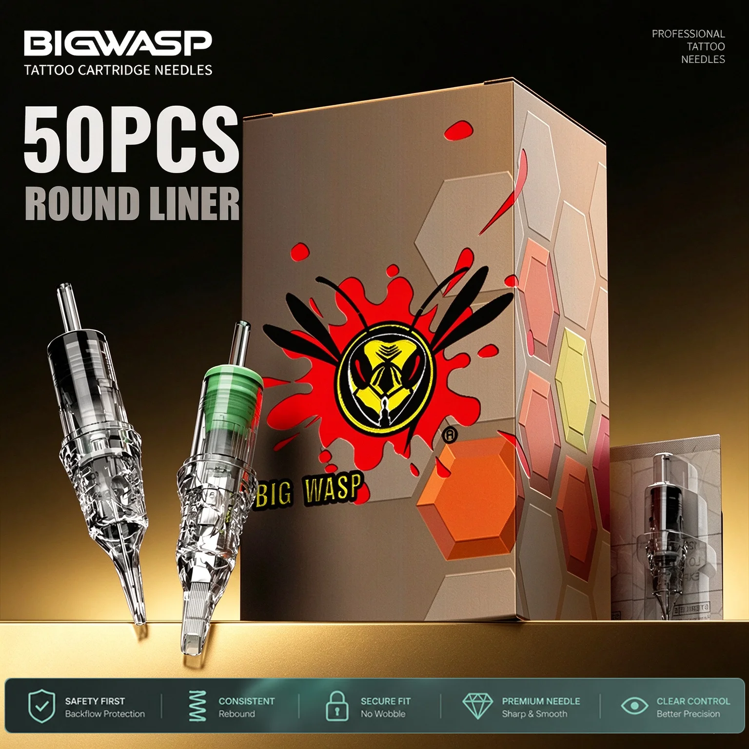 BIGWASP Brand Disposable Tattoo Cartridge Needles Sterilized Professional Tattoo Accessories For Lining Shading Use 50Pcs/Boxs