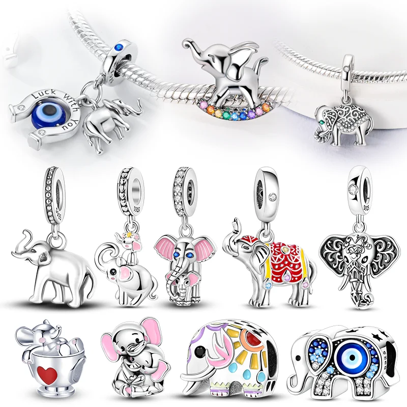 

Серия слонов, стерлинговое серебро 925, красочные очаровательные бусины, подходят для оригинального ожерелья, браслета, подвески, ювелирные изделия своими руками, подарки