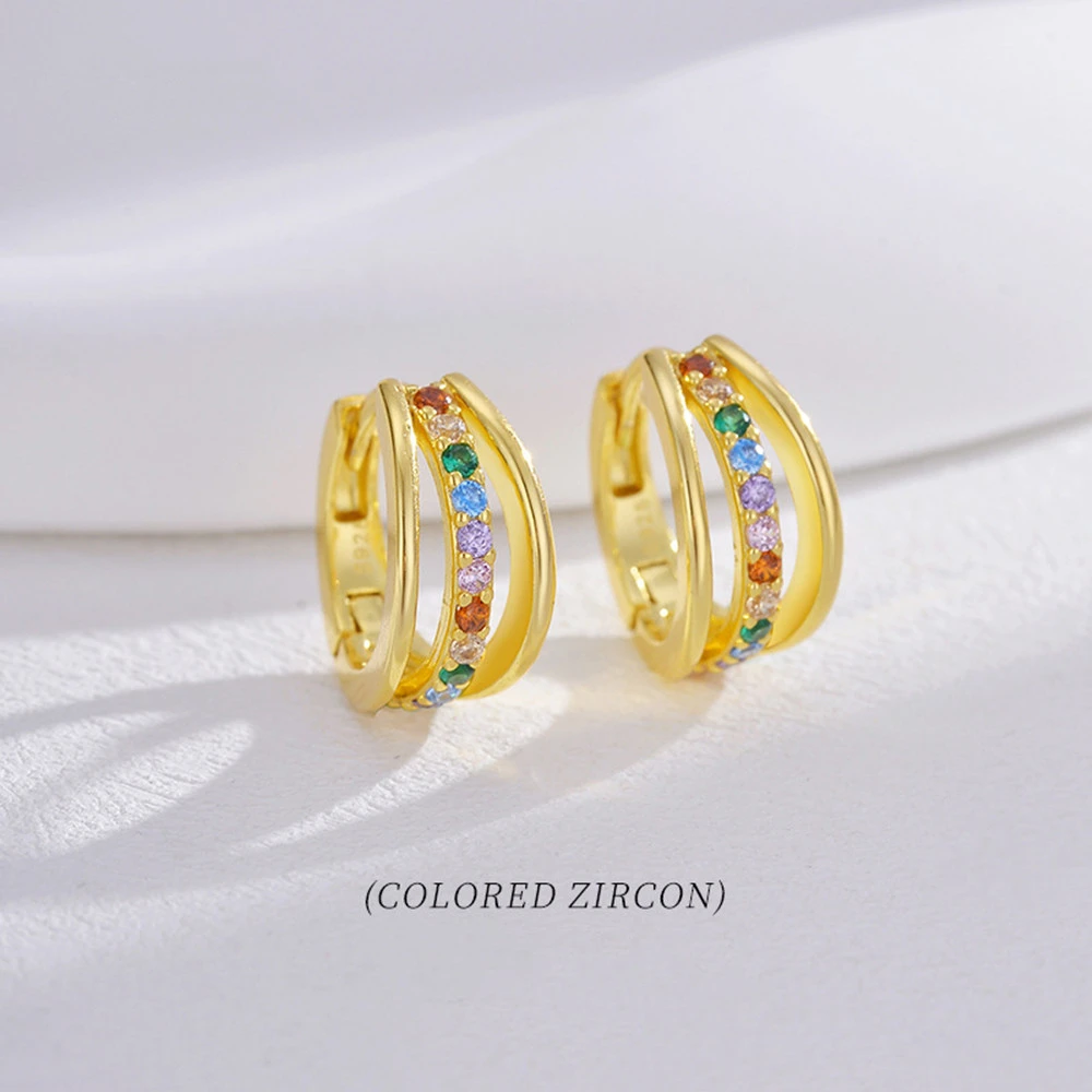 

Geometric Oval Micro-pavé Zircon Earrings Women's 925 Sterling Silver Huggie Hoops Minimalist High-end Jewelry