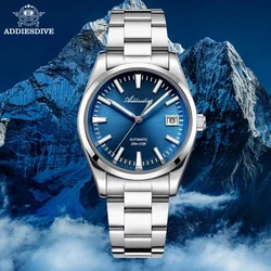 ADDIESDIVE Watch New Blue Sunburst Dial Luxury NH35 Automatic Watch AD2077 Waterproof 100m Stainless Steel Dress Mens Wristwatch