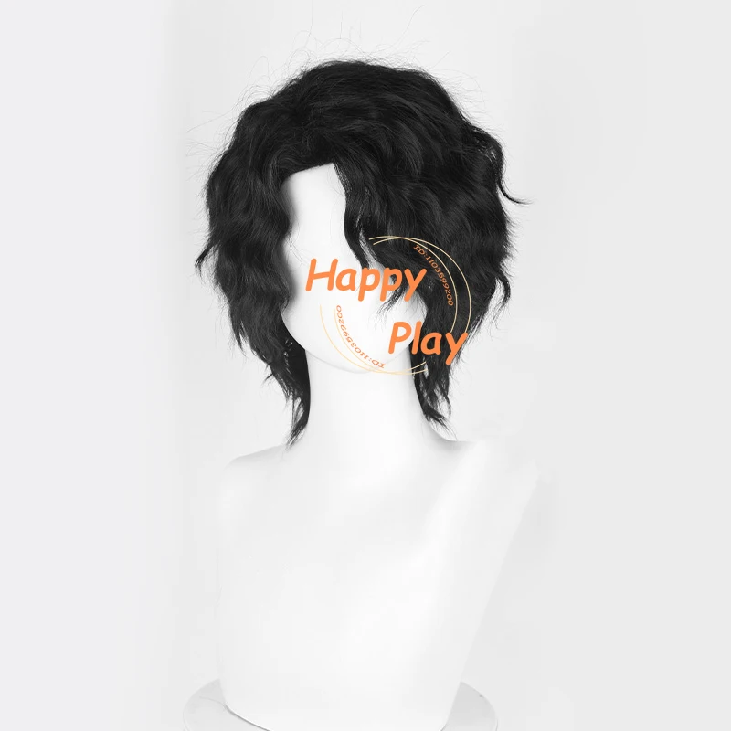 High Quality Sakusa Kiyoomi Cosplay Anime Wig Short Black Curly Wigs Heat Resistant Hair Halloween Synthetic Party Unisex Wigs