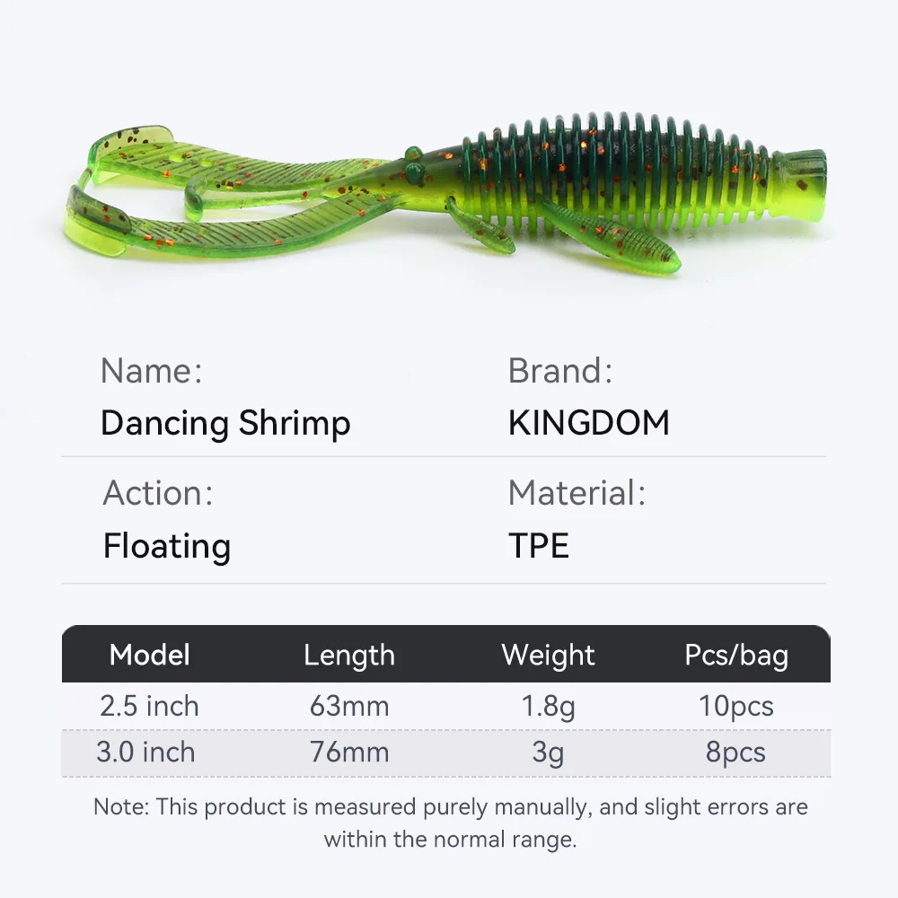 Kingdom 10pcs Soft Baits Fishing Lures 1.8g 3g 63mm 76mm Floating Action Artificial Lure Worm Bass Pike Swimbait Fishing Tackle