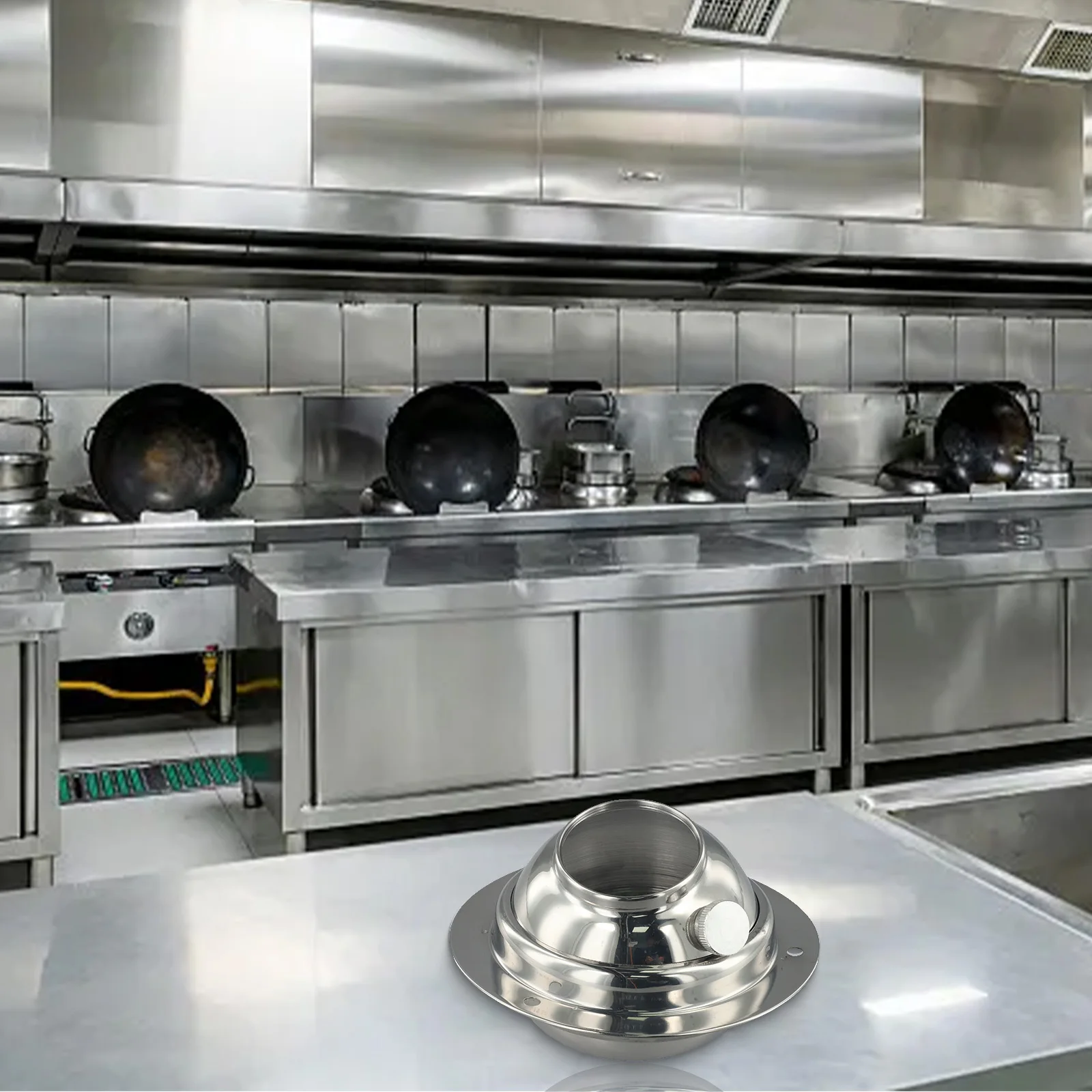 

Регулируемая вытяжная вытяжка из нержавеющей стали 201 для кухонной вентиляции, сферическая конструкция для гибкого направления потока воздуха