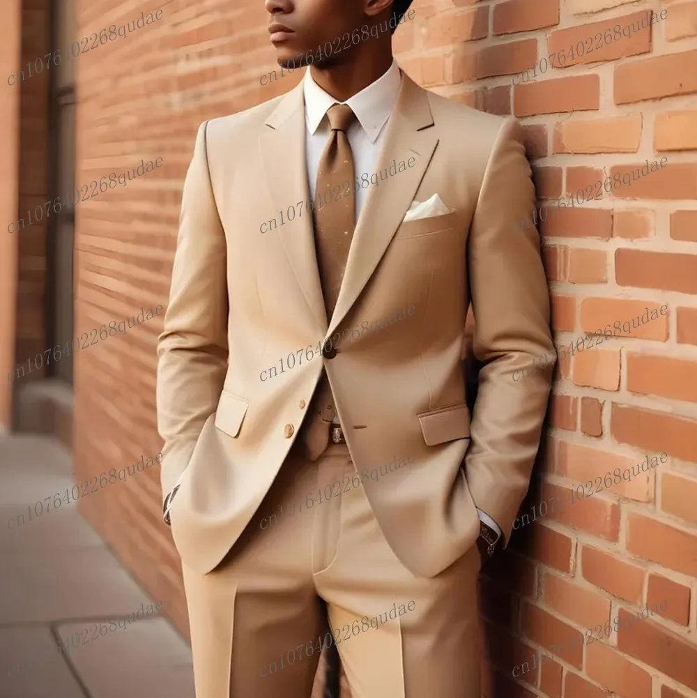 Neuer orangefarbener Herrenanzug für formelle Anlässe, Hochzeit, Bräutigam, Anzüge, Trauzeuge, männlicher Smoking, Bräutigam-Kostüm, 2-teiliges Set, Blazer und Hose