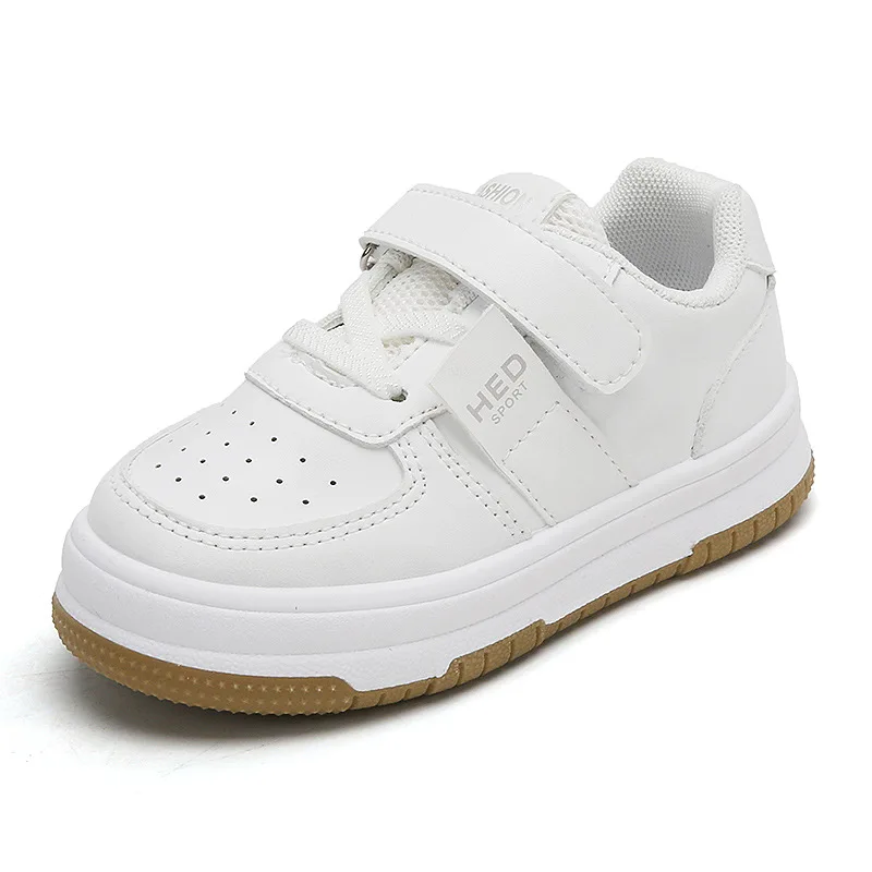 Autumn Children Casual Shoes Kids Leather Anti Slip Sports Shoes Boys Girls Pure White Casual Sneakers Lightweight Running Shoes