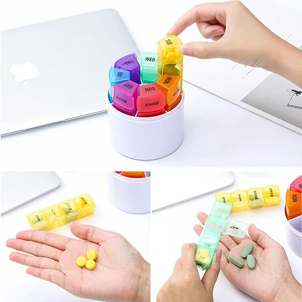 Weekly Pill Organizer 4 Times a Day, 7 Day Pill Cases,Portable Pill Box Medicine Organizer for Pills Vitamin Fish Oil Supplement