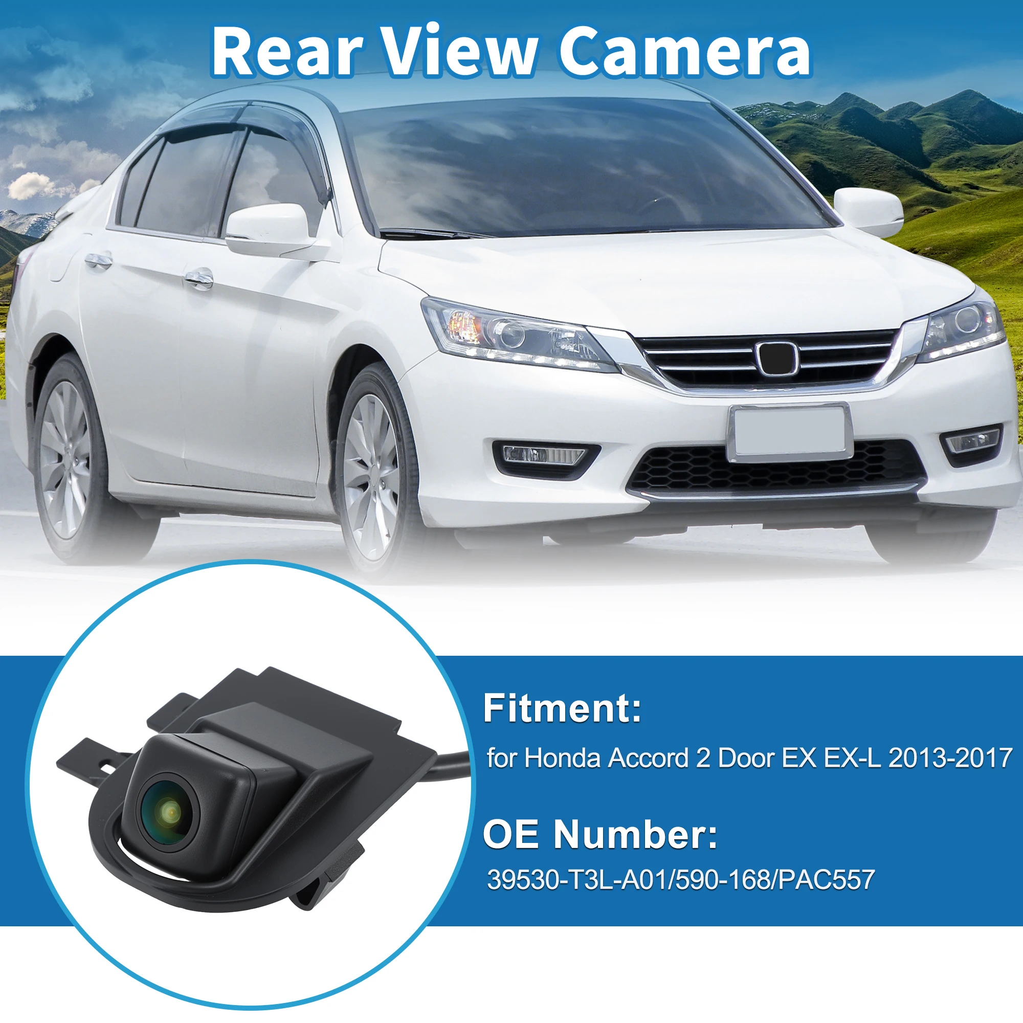 UXCELL Rear View Camera For Honda Accord 2-Door EX EX-L 2013-2017 Park Assist Backup Reverse No.39530-T3L-A01/590-168/PAC557
