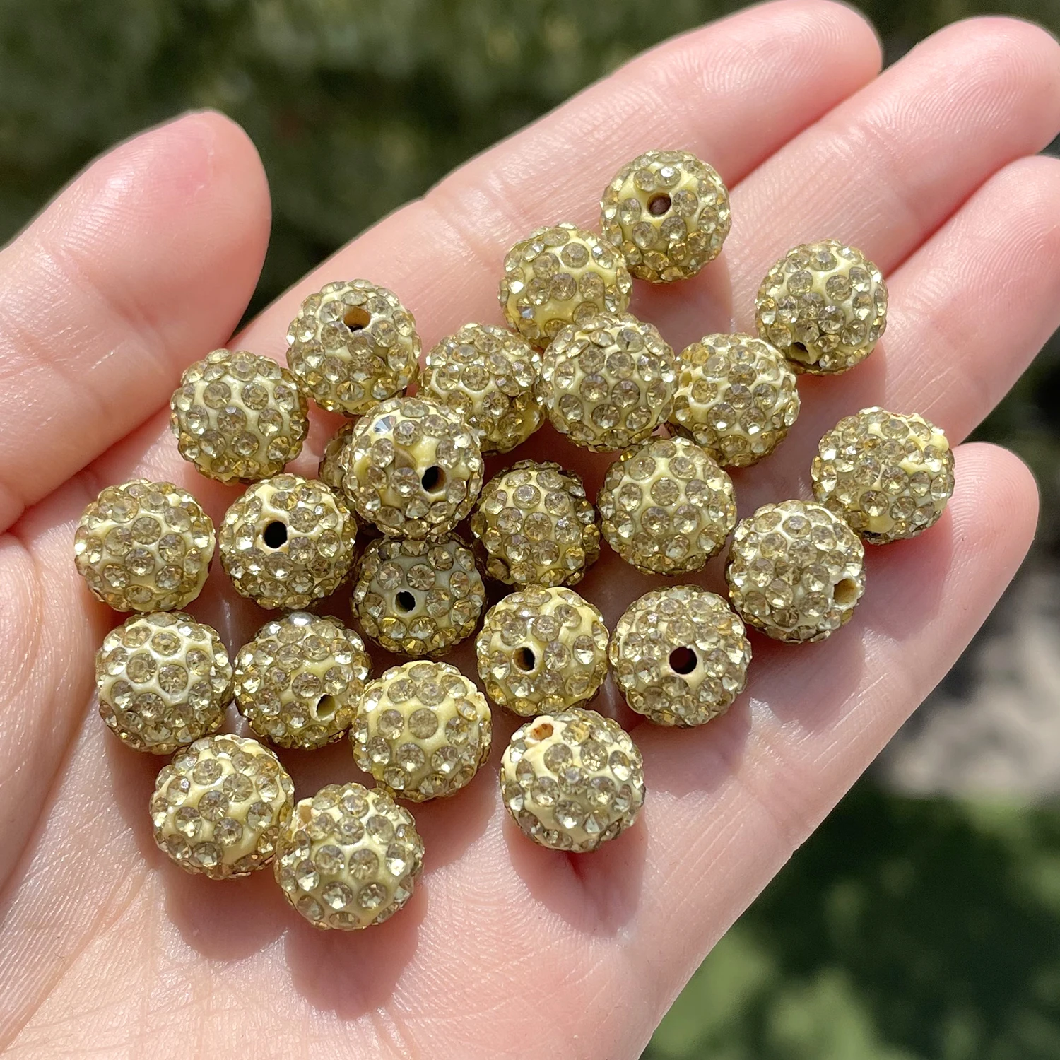 10pcs 6/8/10mm Czech Crystal Rhinestones Pave Disco Ball Clay Beads Round Spacer Beads Charms for DIY Jewelry Making Bracelet