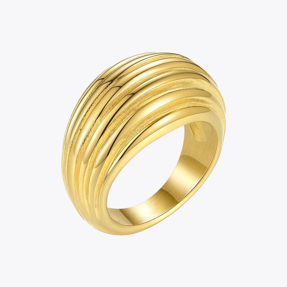 

Chunky Lines Rings For Women Gold Color Elegant Ring Stainless Steel Friends Gifts Fashion Jewelry Anillos Mujer R4069