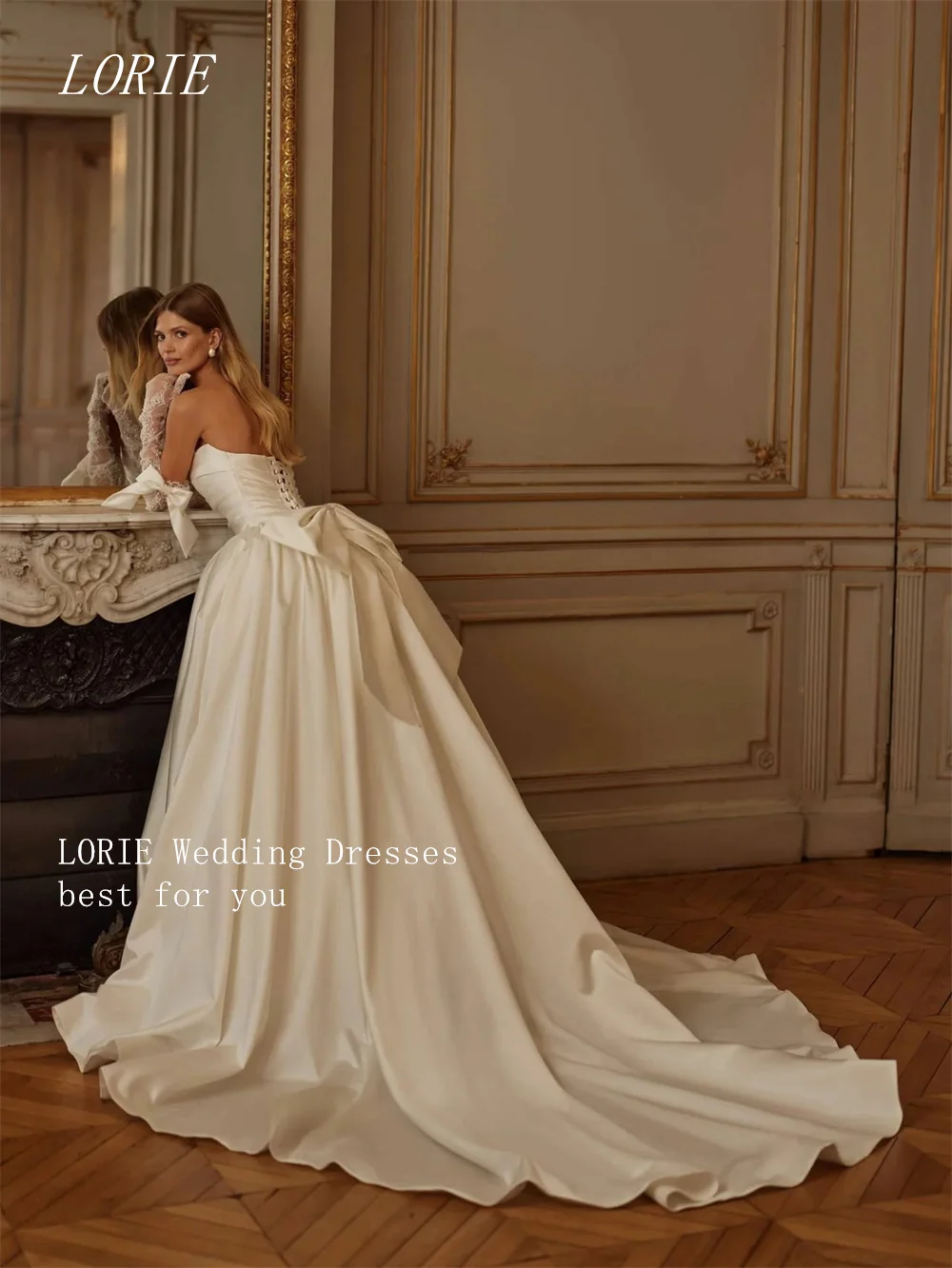 

LORIE Luxury Lace A Line Civil Wedding Dress Sweetheart Bridal Dresses Bow Waist Cinching Wedding Gown Customized 2026
