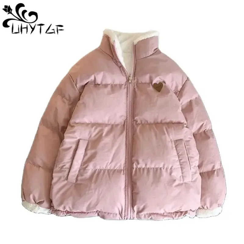 Cute Embroidery Parkas Coat Women Winter Jacket Female Korean Fashion Thick Warm Jacket Double Sided Design Student Clothes 2817