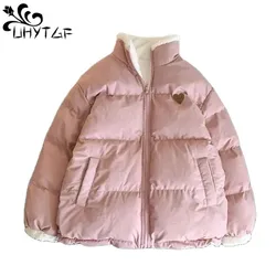 Cute Embroidery Parkas Coat Women Winter Jacket Female Korean Fashion Thick Warm Jacket Double Sided Design Student Clothes 2817