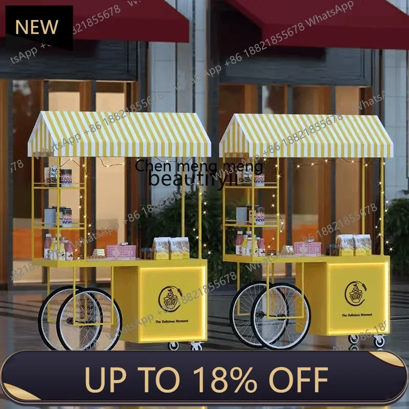 

Z189 A06 Outdoor wrought iron flower car night market supermarket stall car display stand sales mobile dining car