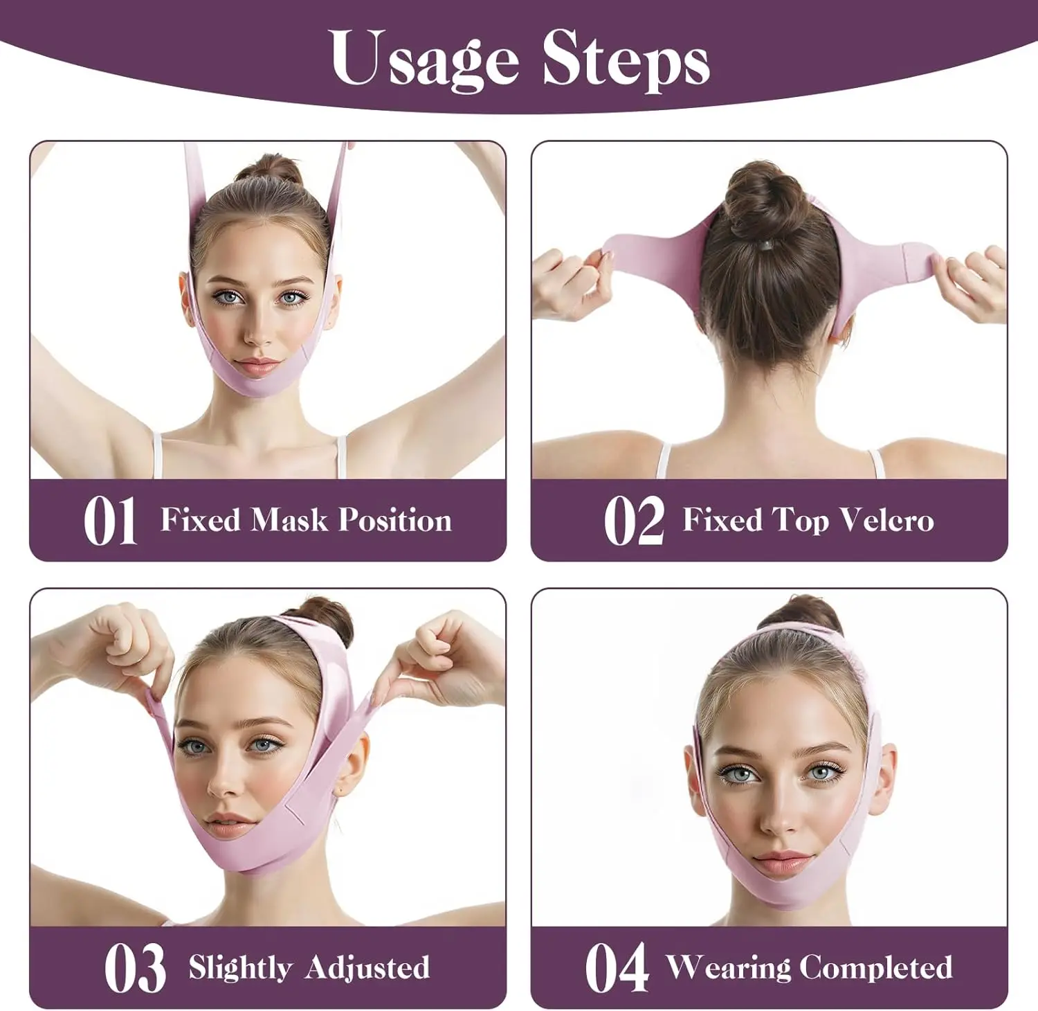 3 قطع من حزام الذقن للنوم، حزام رفع على شكل حرف V، قناع على شكل حرف V، حزام وجه قابل لإعادة الاستخدام، رقعة للذقن، حزام على شكل حرف V، #6