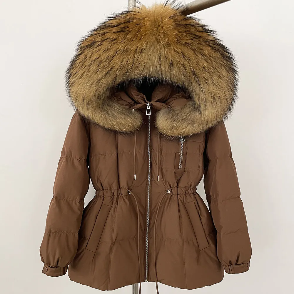 

Donw Jacket Winter Puffer Jacket Women Large Natural Raccoon Fur Hooded 90% Duck Down Coat Female Warm Parkas Waterproof