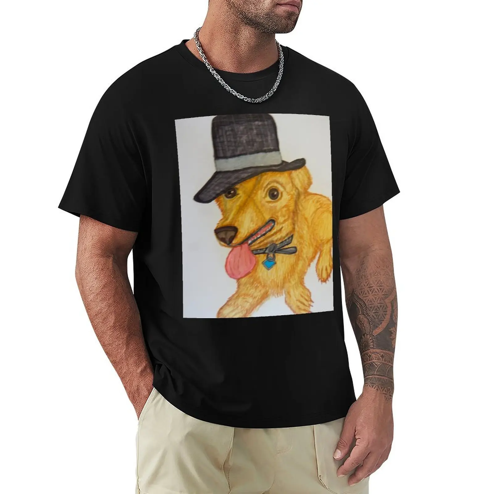 

Cute little funny dog with a hat on T-Shirt animal prinfor boys Funny t-shirt summer 2025 men t shirt